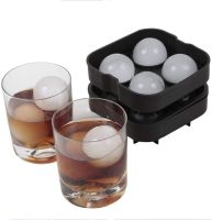 hot【cw】 Silicone 4 Cavity Sphere Mold Round Jelly Making Mould Cocktail Whiskey Drink