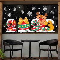 2023 Christmas Stickers Christmas Glass Window Arrangement Elk Snowflake Static Stickers Home Christmas Party Decorations