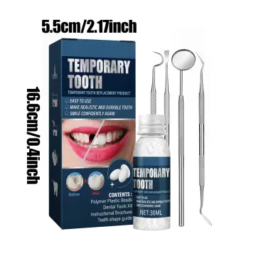 Tooth Repair Kit - Temporary Fake Teeth Replacement Beads Kit with 4 Pieces  Dental Mirror Tools for Temporary Restoration of Missing & Broken Teeth  Replacement Dentures