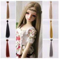 1ชิ้นผม Refires Bjd 15เซนติเมตร * 100เซนติเมตรสีน้ำตาลสีดำสีกากีสีขาวสีเทาผมวิกผมสั้นเหยียดตรงสำหรับ1/3 1/4 BJD Diy