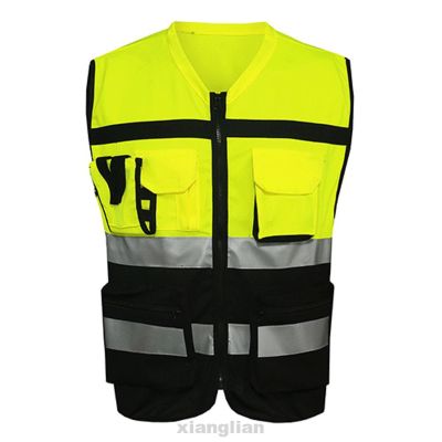 Hi Vis Visibility Jacket Waistcoat Vest Safety Reflective Security Work Outdoor
