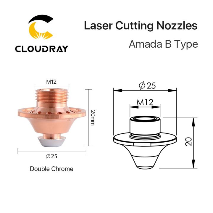 cloudray-หัวตัดเลเซอร์-amada-b-ประเภท-d25-h20-m12หัวฉีดโครเมี่ยมคู่เดี่ยวสำหรับเครื่องตัด1064nm-ไฟเบอร์