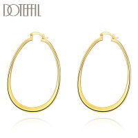 DOTEFFIL 925 Sterling Silver 71mm 18K Gold Circle Hoop Flat U Earrings For Women Gift Fashion Charm Engagement Wedding Jewelry