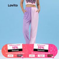 Lovito กางเกงกีฬาพิมพ์ลายสีธรรมดา L06081 (สีม่วง)