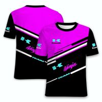 xzx 180305   New Fashion Cool T Shirt Kawasaki Motorcycle Racing 3D Print Men And Women Short Sleeve Blouses（free custom name &amp; logo）