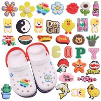 1Pcs PVC Lion Dogs Kiss Me Cactus Chick Kids Sandals Shoes Accessories Animals Shoe Buckle Fit Croc Jibz Party Present