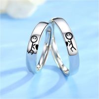 s925 Couples ring 13 แหวนคู่รักเงินแท้ การ์ตูนก้าง ใส่สบาย เป็นมิตรกับผิว สามารถปรับขนาดได้