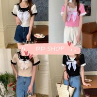 DD SHOP C536 พร้อมส่ง เสื้อไหมพรมแชนสั้น ดีเทลเหมือนเสื้อ นักเรียนญี่ปุ่นคิ้วมาก