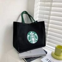 CODStarbucks กระเป๋าผ้าแคนวาส แบบถือ จุของได้เยอะ 35 ซม.