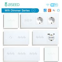 ▲▩❖ BSEED Wifi Dimmer Switches APP Control Led Smart Dimmer Series White Glass Panel Support Tuya Google Smart Life Dimmable LED