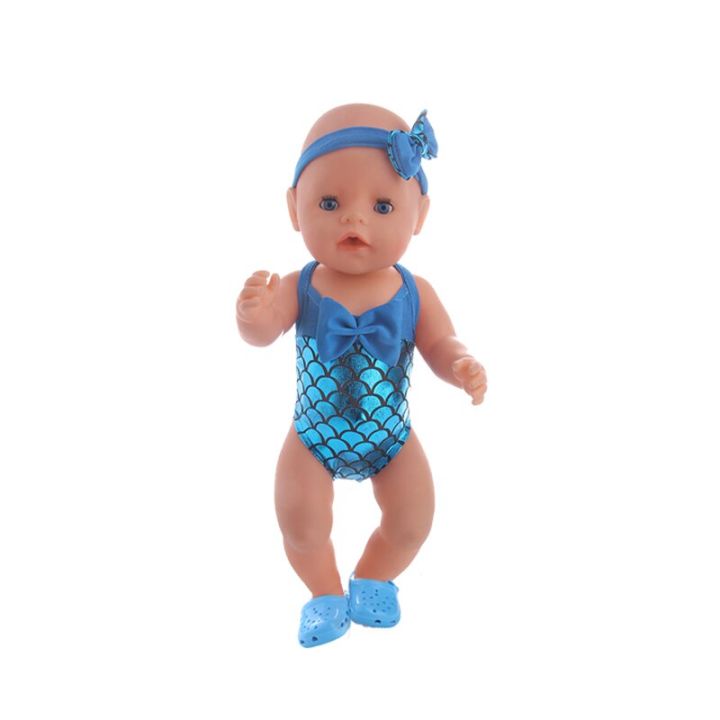 เสื้อผ้าตุ๊กตาชุดว่ายน้ำ-roriy-รองเท้าแตะหลุมฤดูร้อนสำหรับทารกเกิด18นิ้วอเมริกันและ43ซม-ของขวัญของเด็กผู้หญิงรุ่นเรา