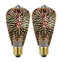 2PCS 3D Stereo Fireworks Bulb LED Edison Night Light E27 6W AC85-265V Retro Bulb Starlight Holiday Novelty Christmas Decoration