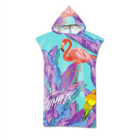 Flamingo Parrot Printed Hooded Bath Towel Microfiber for Man Woman Poncho s Wearable Swim Beach Towel Bathrobe strandlaken