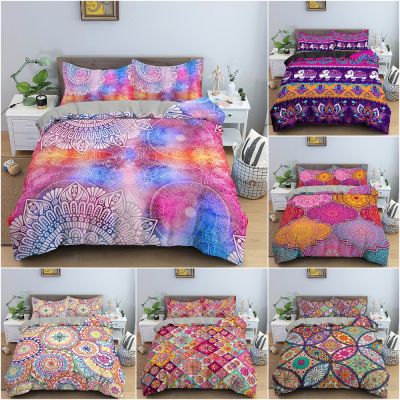 3D Ethnic Mandala Duvet Cover Bedding Set Floral Flowers Pattern Quilt Cover For Bedroom King Queen Twin Home Textile 23Pcs