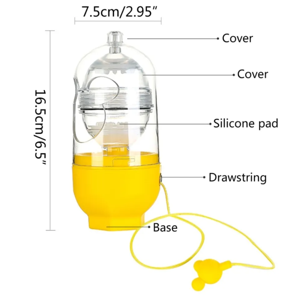 1pc Portable Egg Spinner Scrambler in Shell for Boiled Golden Eggs,Silicone  Shaker Whisk Egg Yolk Mixer with Drawstring