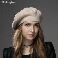 ♝✕ new Womens Berets Hat Fashion Color Wool Knitted With Rhinestones Ladies Beanie Beret wine red cap female