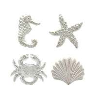 2021DRELD 4pcs Mediterranean Blue Iron Art Crab Starfish Shell Door Knob Pull Cloth Hook Ancient Style Cabinet Drawer Handle white