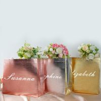 【YF】☽▥◙  Personalized Holographic Tote Bridesmaid Bridal Bachelorette Favors Custom Wedding Non Woven