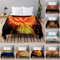 Phoenix Fleece Blanket Fuzzy Soft Plush Fire Burning Bird Blanket for All Season Lightweight Throws for Couch Bed Sofa Office