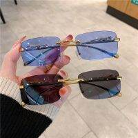 KAMMPT Retro Sunglasses Lady Vintage Metal Cheetah Luxury Brand Designer Rimless Sun Glasses Frameless Shade Mirror UV400