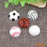 【CW】♗㍿☍  10pcs 25mm Basketball football baseball golf Resin Cabochons Flatback Clay  Bead Charms Material Clip