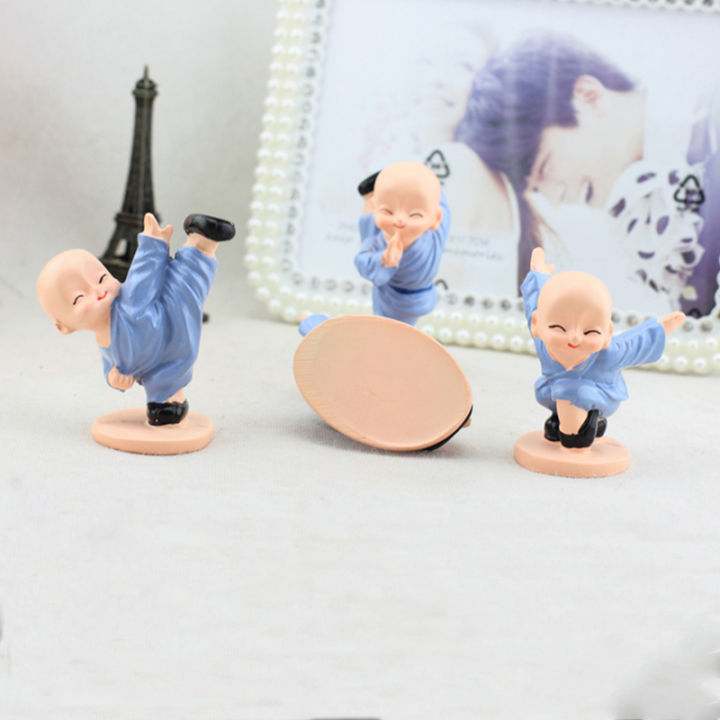 livingmall-4pcs-พระขนาดเล็ก-kung-fu-boy-เรซินตกแต่งบ้านชุดเครื่องประดับรูปแกะสลักของขวัญหัตถกรรมหุ่นพระพุทธรูปรูปแกะสลักขนาดจิ๋ว