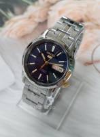 SEIKO 5 Automatic รุ่น SNKL79K1  นาฬิกาข้อมือผู้ชาย สายแสตนเลสสีเงิน หน้าปัดสีน้ำเงินเข็มทอง - ของแท้ 100% รับประกันสินค้า 1 ปีเต็ม