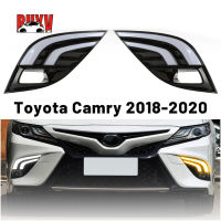 BuyV 2-In-1รถวิ่งกลางวันไฟเลี้ยวไฟ LED ไฟตัดหมอกสำหรับ Toyota Camry 2018 2019 2020