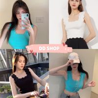 DD SHOP "พร้อมส่ง"(20010)เสื้อกล้ามไหมพรม แต่งปลายหยักน่ารักมาก