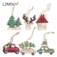 2022 New Year Natural Wood Craft Christmas Tree Ornament Wooden Pendant Xmas Gift Natal Noel Deco Christmas Decoration for Home