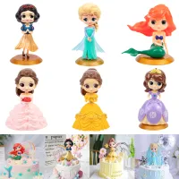 1pcs Princess Figure Ornaments Cake Topper Kids Birthday Party Decoration Cute Ornaments with Base Cake Decor Doll