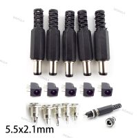 12V 5.5*2.1MM DC Male Plugs DC022 DC099 Power Socket Female Jack Screw Nut Panel Mount Connector Panel diy plug 5.5 x 2.1mm WDAG