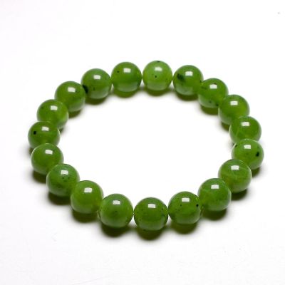 Natural Healing Bracelet Gem Green Canadian Nephrite Jades Stone Beads Bracelets For Women and Men Strand Meditation Jewelry