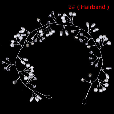 shiqinbaihuo 35ซม.Wedding headband Pearl Crystal อุปกรณ์เสริมผมเจ้าสาวหูฟังตกแต่ง