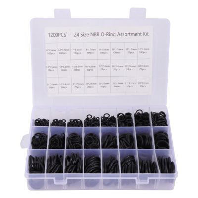 1200 Pcs Rubber Rings Gasket O-Ring Washer Seals 24-Sizes NBR O-Ring Assortment Kit With Plactic Box O-Ring Kit Pipe Fittings