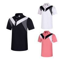 Anew GOLF Clothing Mens Top Stand Collar POLO Shirt Breathable T2330 Body Sports Outdoor Jersey Short-Sleeved t-Shirt