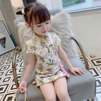 Chinese Cheongsam Princess Dress Baby Summer Girls Dress For kids Clothes Short Sleeve Cotton Flowers Princess Cute Dress