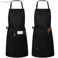 ☫❣ Home Baking Apron Unisex Polyester Cotton Skin-friendly Adjustable Pockets Cooking Bib Reusable Washable Black