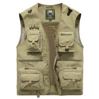 Mens Multi-pocket Vest 2021 Vest Fishing Photography Men Vest Waistcoat Overcoat Clothing Jackets Summer Spring Large Plus Size