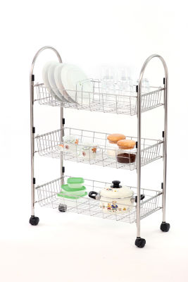 Kowa homeware KWH-S001 ชั้นวางอเนกประสงค์  3 ชั้น ถอดประกอบได้ แถมที่คั่นจาน   7 ชิ้น Multi-purpose rack 3 Tier Stainless Steel 304