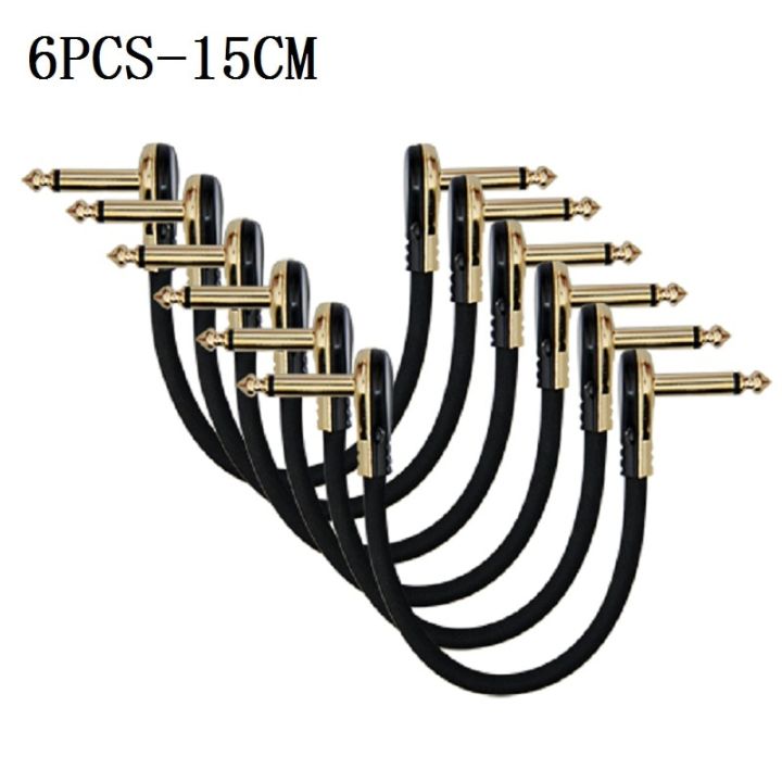 3pcs-6pcs-guitar-patch-cables-right-angle-15-30cm-1-4-guitar-cable-for-guitar-effect-pedals