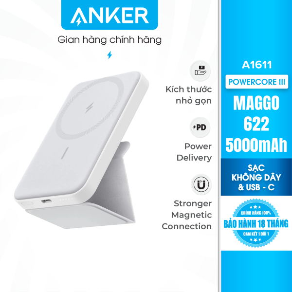 Pin sạc dự phòng Anker 622 (MagGo dung lượng 5000mAh và USB-C dành cho iPhone 13/12 Series – A1611