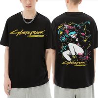 Cyberpunk Edgerunners Double Sided Graphic Tshirt Edge Runners DAVID &amp; LUCY Neon T Shirt Rebecca Cyberpunk T-shirt Men Tops Tees