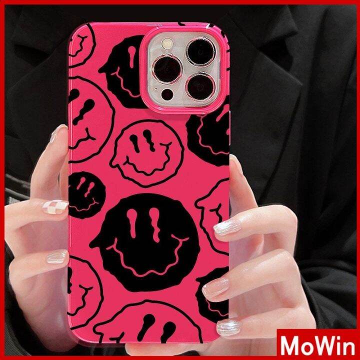 เข้ากันได้สำหรับ-เคสไอโฟน-เคสไอโฟน11-เคส-iphone-11-สำหรับ-iphone-14-pro-max-เคสไอโฟนสีชมพูเคสนิ่ม-tpu-เคลือบเงากันกระแทกป้องกันกล้องน่ารักน่ารักหน้ายิ้มเข้ากันได้กับ-iphone-13-pro-max-12-pro-max-11-xr