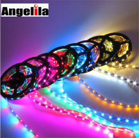 Angelila ไฟขาวเหลืองแดงแถบไฟ LED DC12V 5ม. สีเขียวสีฟ้าสีชมพูไฟเทปยึดยืดหดได้สำหรับการตกแต่งบ้านคริสต์มาส