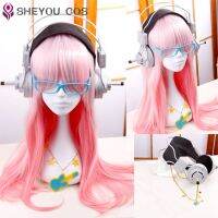 Supersonico Super Sonico 60Cm Long Pink Ombre Hair With Headphone Prop Heat Resistant Cosplay Costume Wig + Toy Headset