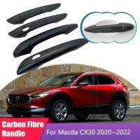 Carbon Fiber Door Handle Cover for Mazda CX30 CX 30 CX-30 DM 2020 2021 2022 Luxurious Car Accessories Gadget Style Sticker Trim