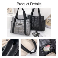 Fashion Padded Woman Handbag Nylon Cotton Duvet Quilted Shoulder Bag Winter Fluffy Soft Female Large Tote Lady Shopping Purse