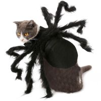 ZZOOI Halloween Pet Dog Cat Spider Clothes Puppy Cat Horror Simulation Plush Spider Transformation Party Dress Up Costume Props