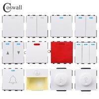 COSWALL White Pulse Curtain Doorbell Dimmer 20A Water Heater Footlight Blind Cover Fuse Wall Light Switch Backlight DIY Module Power Points  Switches